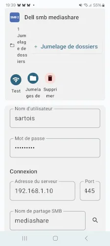 FolderSync smb configuration screenshot
