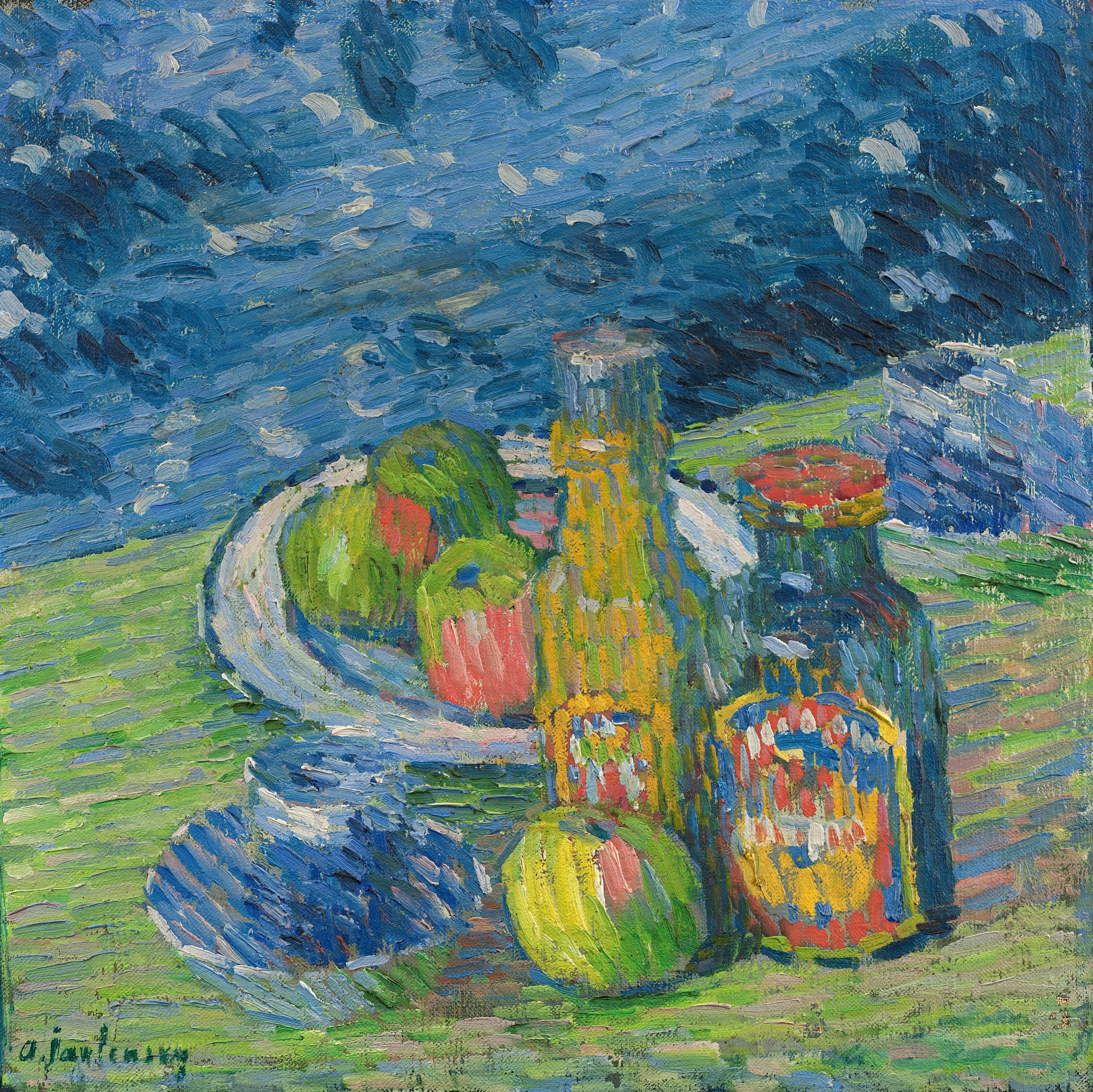 Still Life with Bottles and Fruit, 1900 - Alexej von Jawlensky